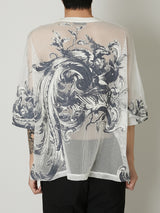 EUROPEAN MOTIF MESH T-SHIRT WHITE