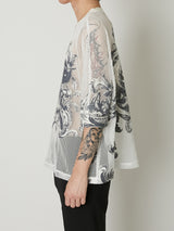 EUROPEAN MOTIF MESH T-SHIRT WHITE