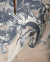 EUROPEAN MOTIF MESH SKIPPER SHIRT WHITE