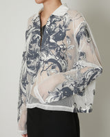 EUROPEAN MOTIF MESH SKIPPER SHIRT WHITE