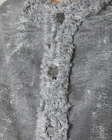 TAAKK DENIM COLLARLESS JACKET  BLACK BLEACH