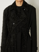 FUR TWEED DOUBLE BRESTED COAT