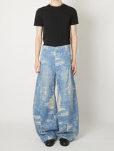 DENIM CURVED PANTS