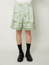 TRANSPARENT TOILE DE JOUY SHORTS GREEN