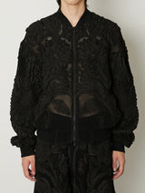 MESH EMBROIDERY ZIP BLOUSE