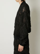 MESH EMBROIDERY ZIP BLOUSE