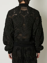 MESH EMBROIDERY ZIP BLOUSE