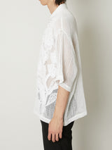 MESH EMBROIDERY POLO SHIRT WHITE