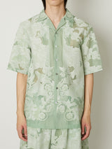 TRANSPARENT TOILE DE JOUY OPEN COLLAR SHIRT GREEN