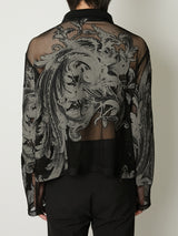 EUROPEAN MOTIF MESH SKIPPER SHIRT BLACK