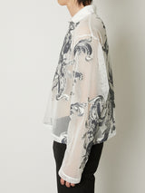 EUROPEAN MOTIF MESH SKIPPER SHIRT WHITE