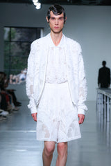 MESH EMBROIDERY POLO SHIRT WHITE