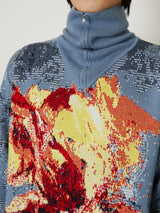 JACQUARD ZIP UP KNIT - TAAKK