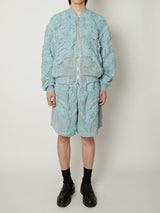 MESH EMBROIDERY ZIP BLOUSON BLUE - TAAKK