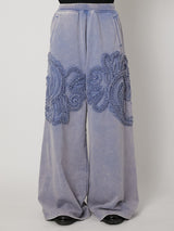 SCULPTURAL EMBROIDERY JERSEY SWEAT WIDE PANTS - TAAKK