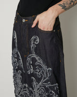 SCULPTURE DENIM WIDE PANTS - TAAKK