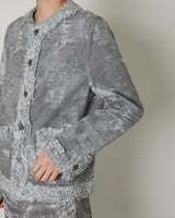 TAAKK DENIM COLLARLESS JACKET BLACK BLEACH - TAAKK