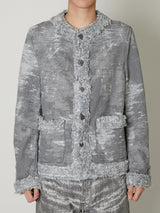 TAAKK DENIM COLLARLESS JACKET BLACK BLEACH - TAAKK