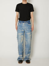 TAAKK DENIM DESIGN FLARED PANTS BLEACH - TAAKK
