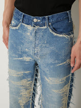TAAKK DENIM DESIGN FLARED PANTS BLEACH - TAAKK