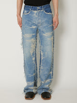 TAAKK DENIM DESIGN FLARED PANTS BLEACH