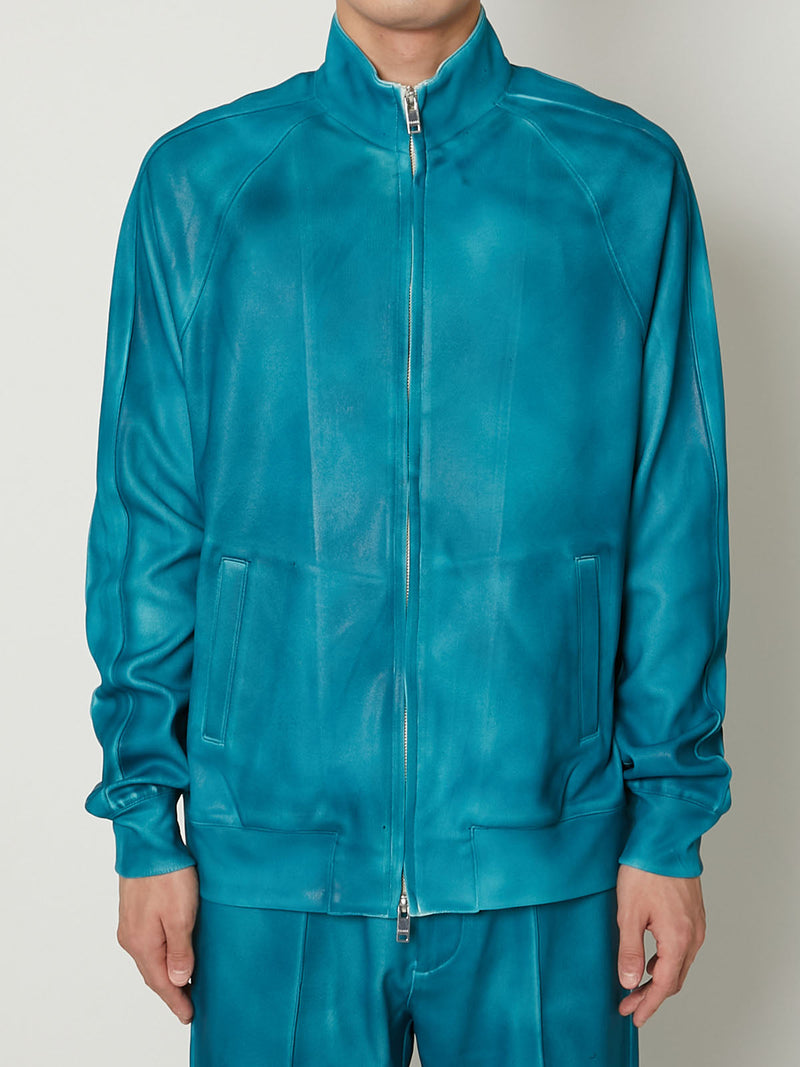 LEATHER COATING JERSEY TRACK BLOUSON