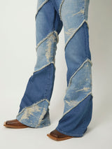 TAAKK DENIM FLARE 5 POCKET PANTS BLEACH