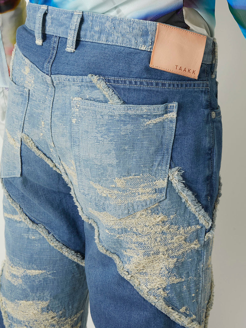 TAAKK DENIM FLARE 5 POCKET PANTS BLEACH