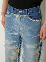 TAAKK DENIM DESIGN FLARED PANTS BLEACH