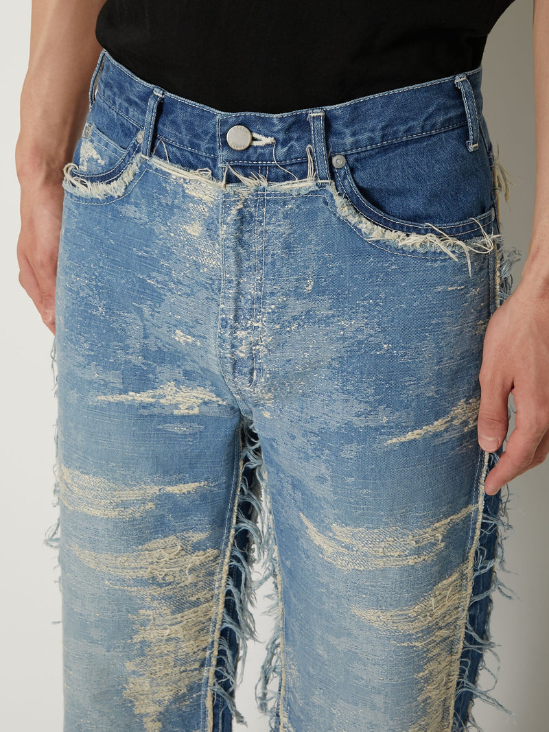 TAAKK DENIM DESIGN FLARED PANTS BLEACH