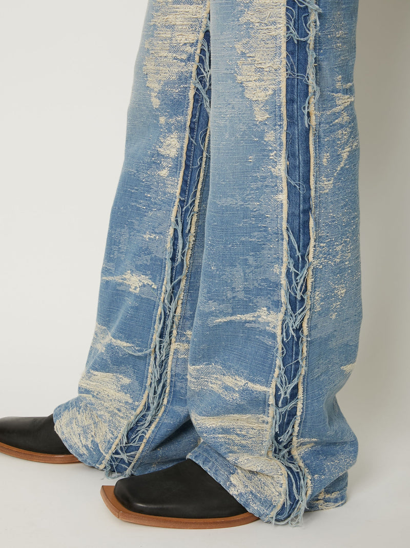 TAAKK DENIM DESIGN FLARED PANTS BLEACH