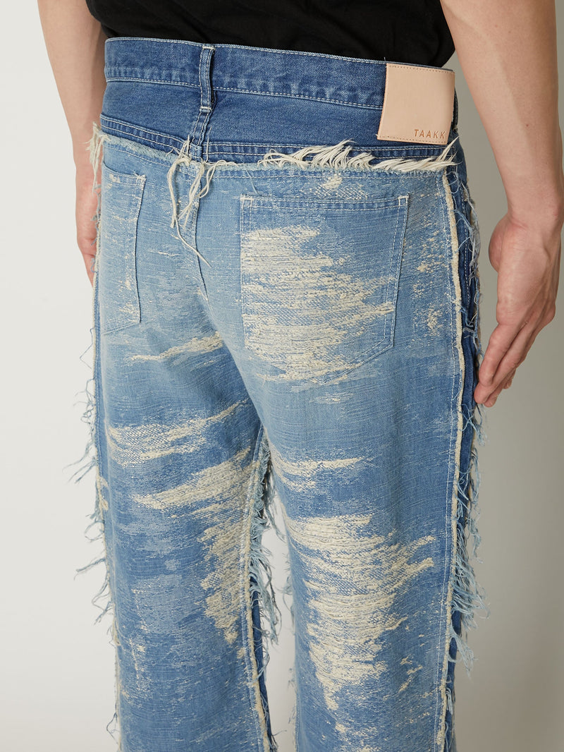 TAAKK DENIM DESIGN FLARED PANTS BLEACH