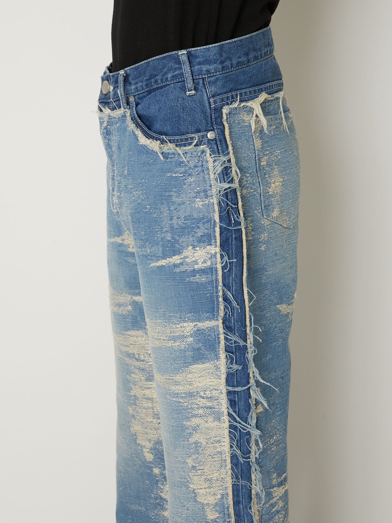 TAAKK DENIM DESIGN FLARED PANTS BLEACH