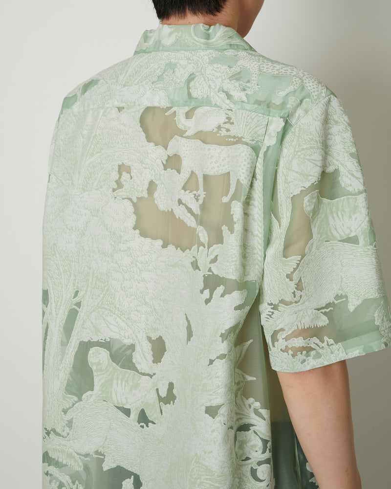 TRANSPARENT TOILE DE JOUY OPEN COLLAR SHIRT