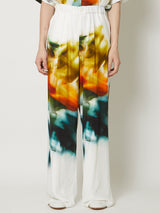 BLURRED FLOWER SILK LONG TROUSERS