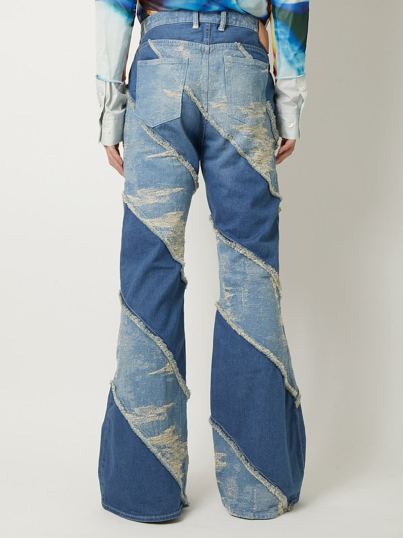 TAAKK DENIM FLARE 5 POCKET PANTS BLEACH