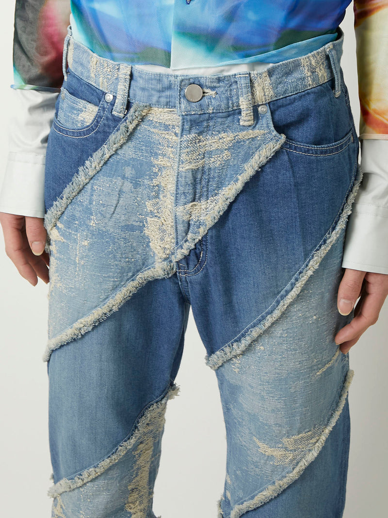 TAAKK DENIM FLARE 5 POCKET PANTS BLEACH