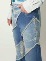 TAAKK DENIM FLARE 5 POCKET PANTS BLEACH