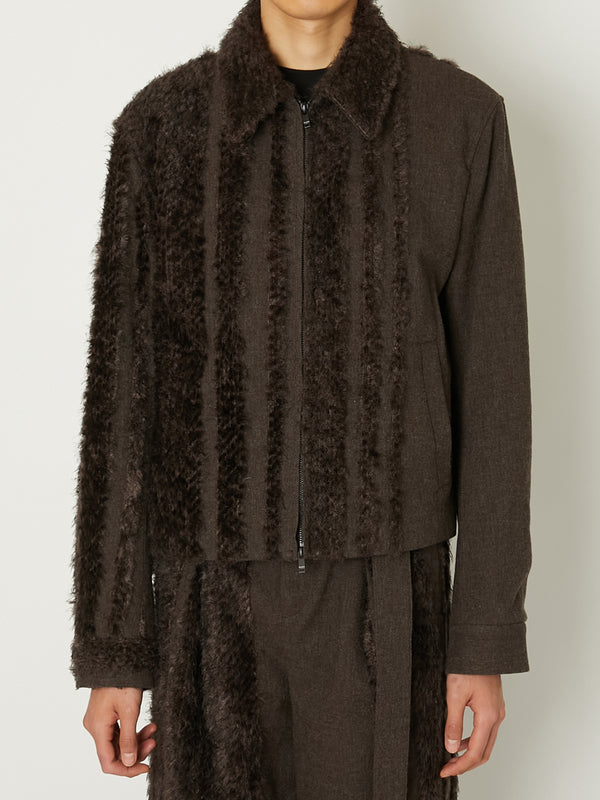 FUR TWEED ZIP BLOUSON