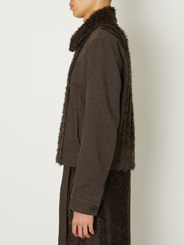 FUR TWEED ZIP BLOUSON