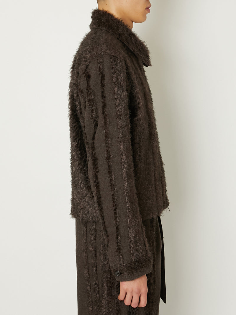 FUR TWEED ZIP BLOUSON