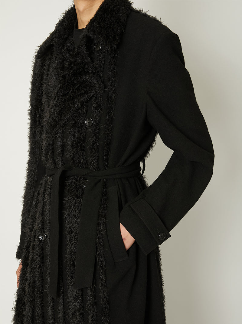 FUR TWEED DOUBLE BRESTED COAT – TAAKK