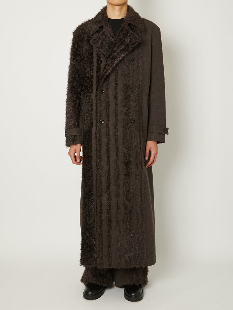 FUR TWEED DOUBLE BRESTED COAT – TAAKK