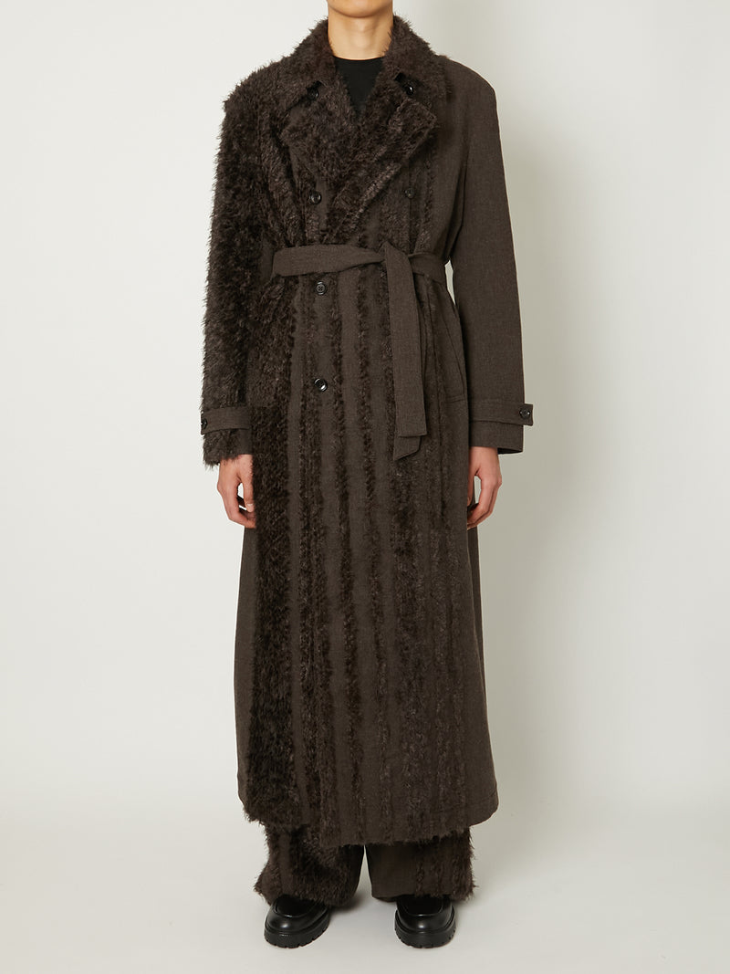 FUR TWEED DOUBLE BRESTED COAT – TAAKK