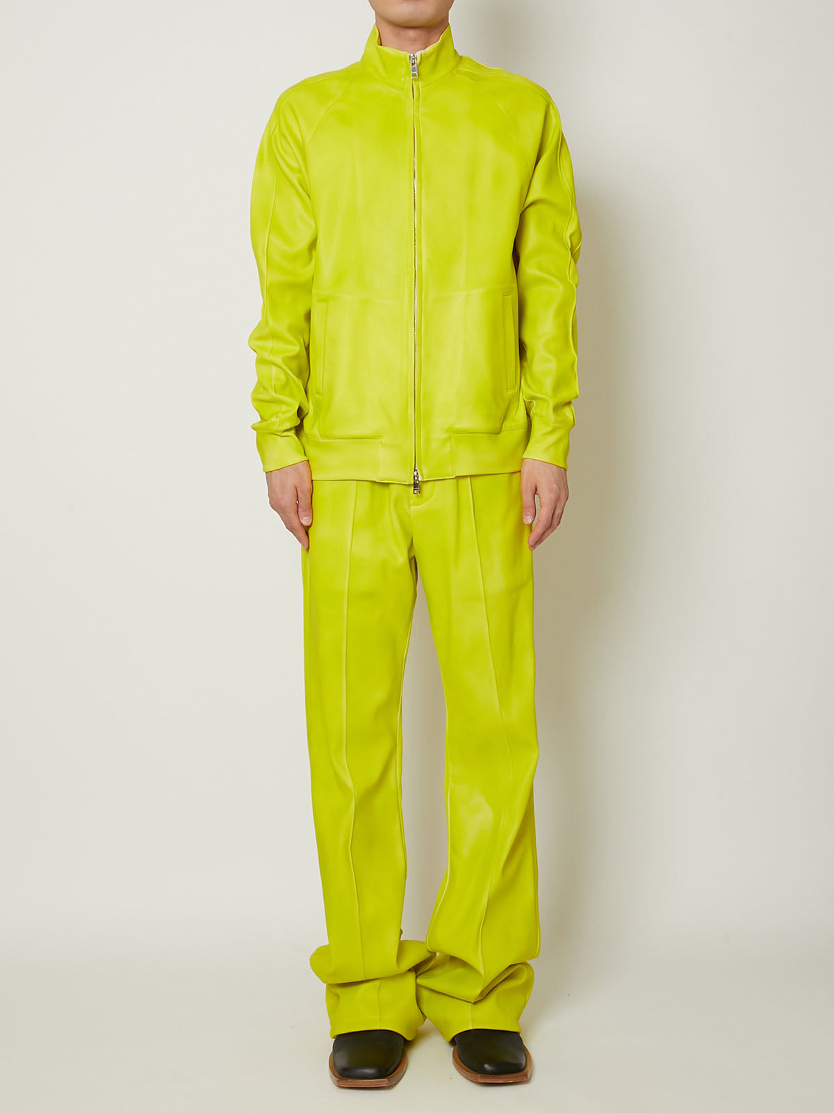 LEATHER COATING JERSEY TRACK BLOUSON – TAAKK