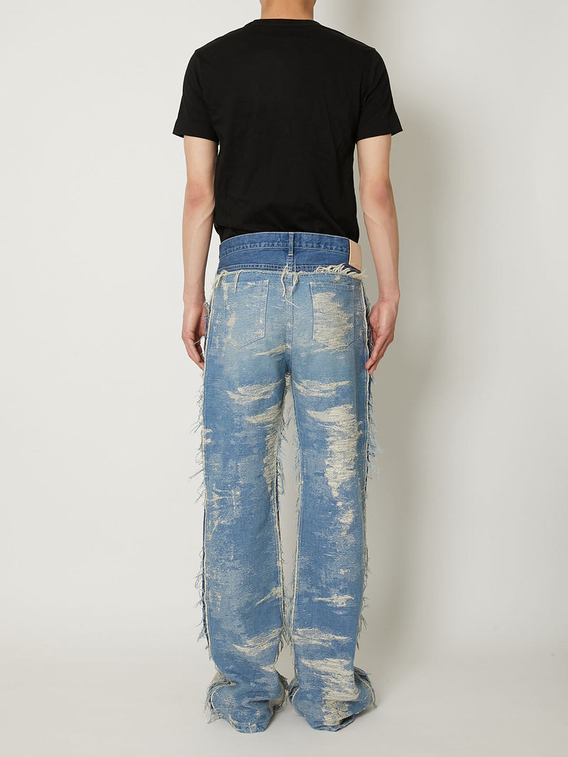 TAAKK DENIM DESIGN FLARED PANTS BLEACH