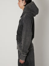 SCULPTURAL EMBROIDERY JERSEY ZIP HOODIE