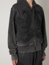 SCULPTURAL EMBROIDERY JERSEY ZIP HOODIE
