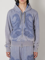 SCULPTURAL EMBROIDERY JERSEY ZIP HOODIE