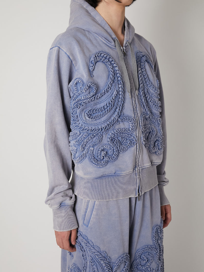 SCULPTURAL EMBROIDERY JERSEY ZIP HOODIE – TAAKK